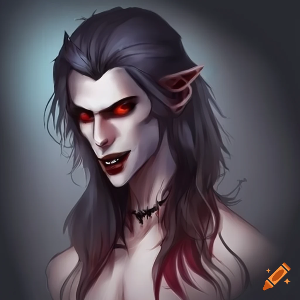 Victorian-inspired male vampire with brown eyes