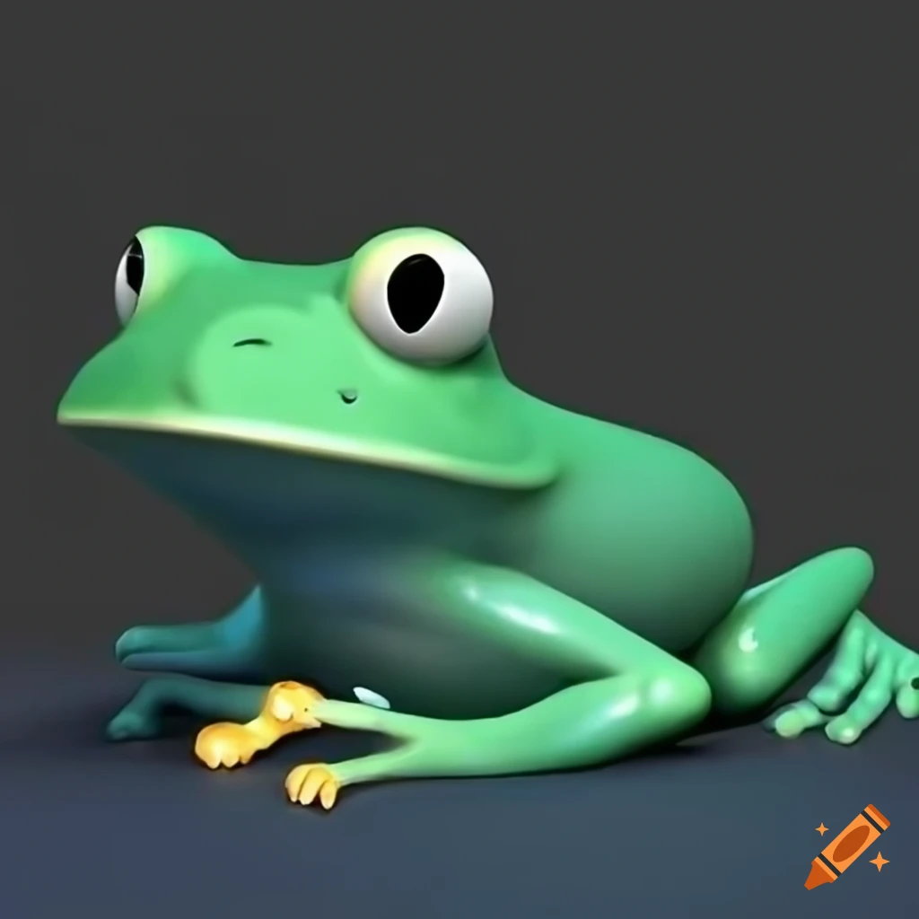 3d frog with 'it is wednesday my dudes' slogan on Craiyon