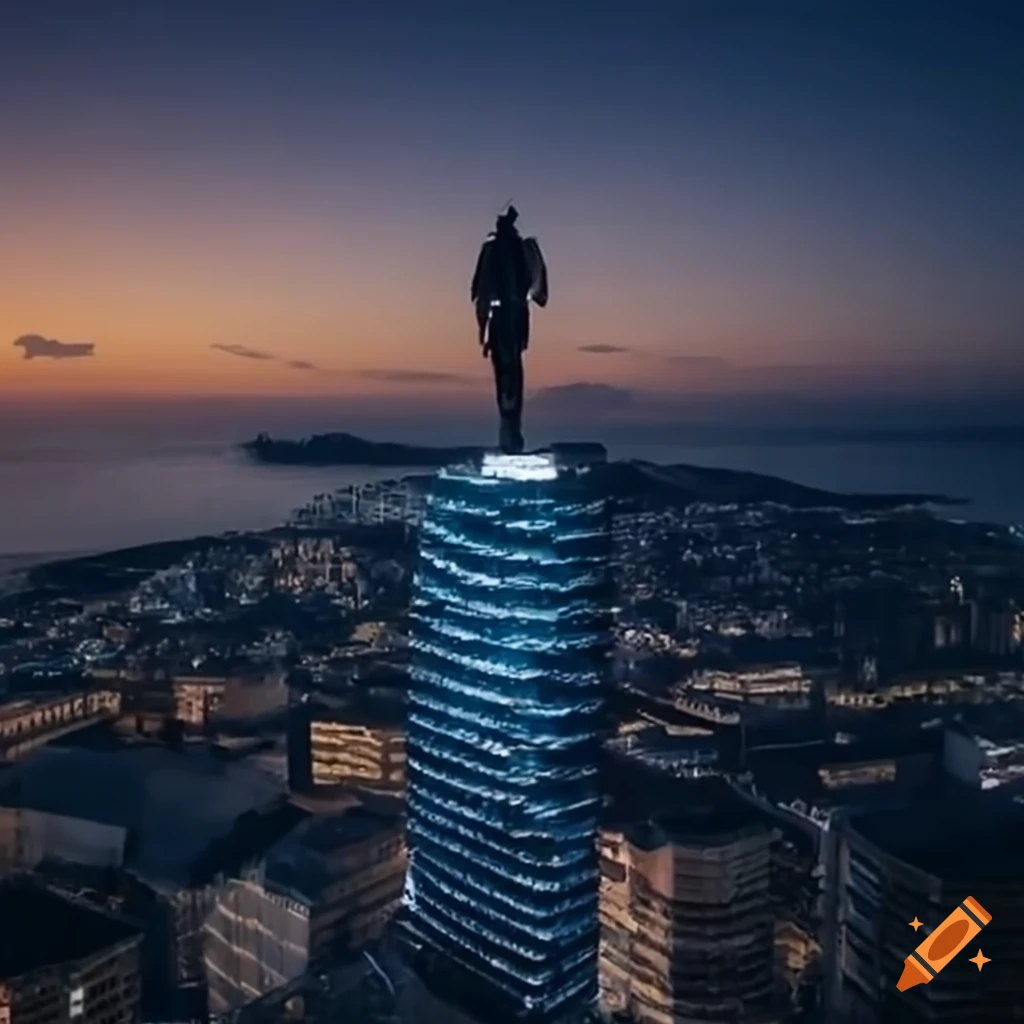 sketch of Batman on a skyscraper in Alghero