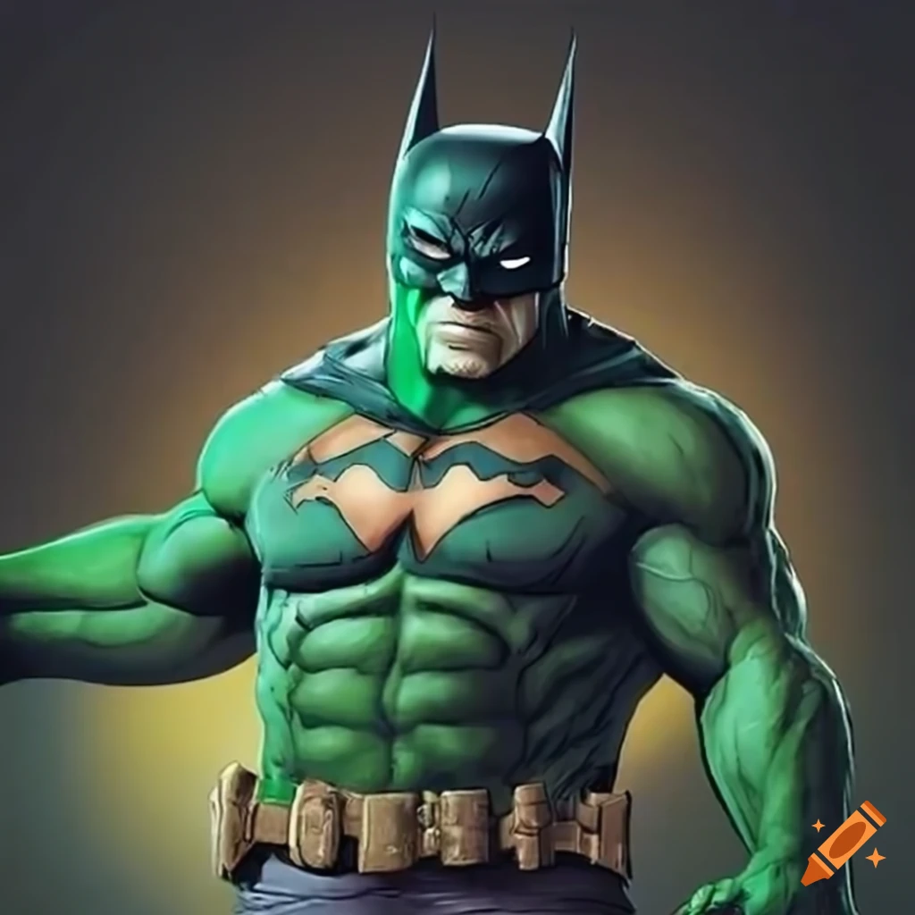 The Hulk Batman mashup illustration