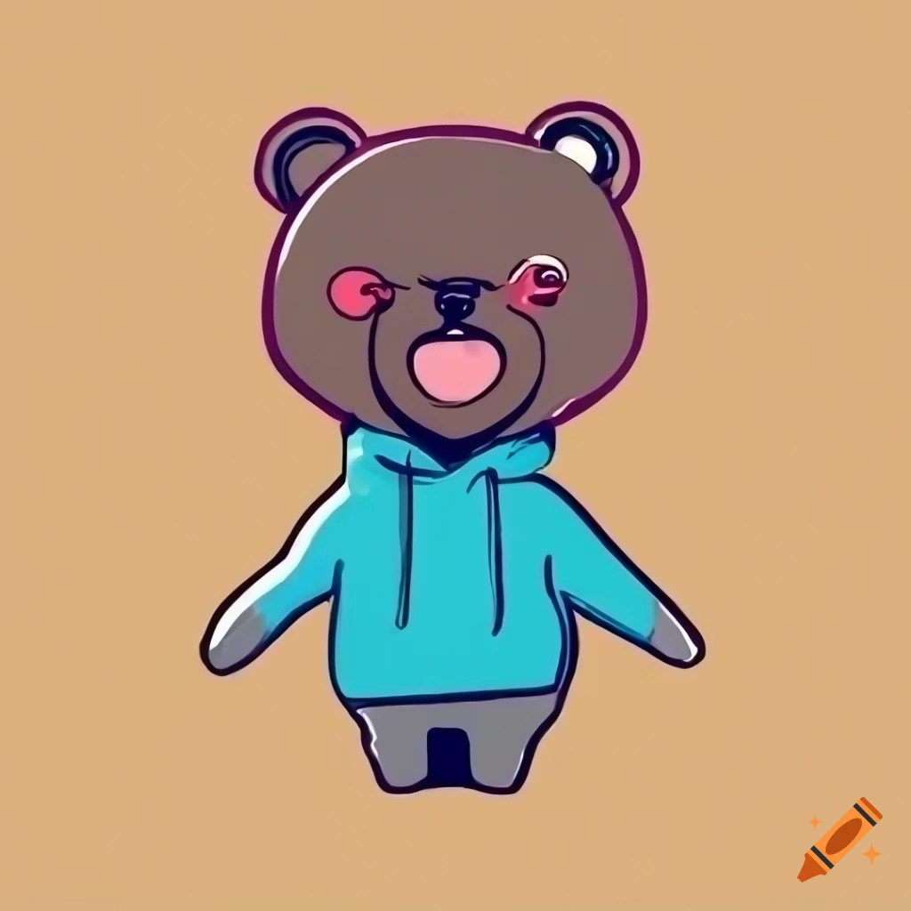cute-bear-wearing-an-oversized-hoodie-in-black-and-white-on-craiyon