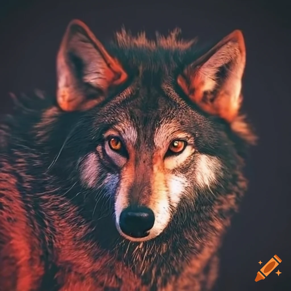 imagem de um lobo preto e vermelho