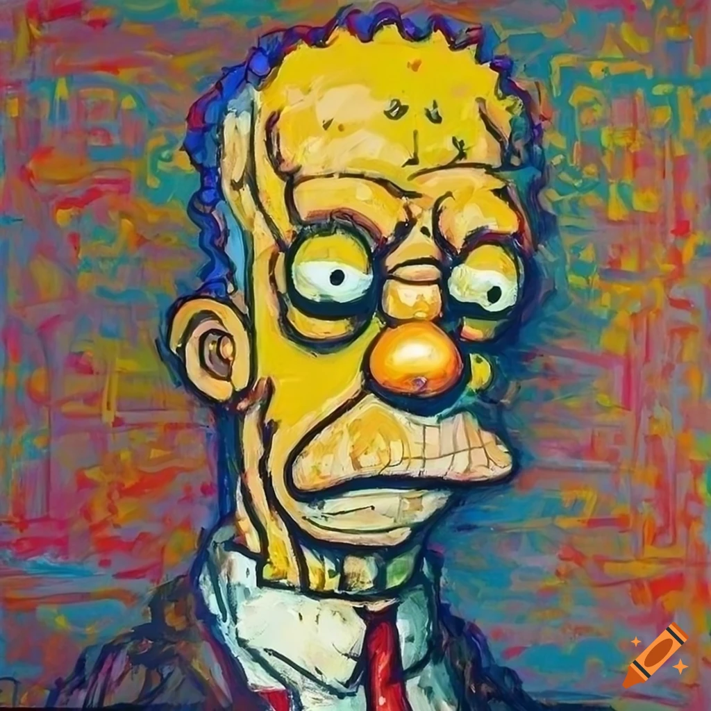 Highly detailed horror art in simpsons style