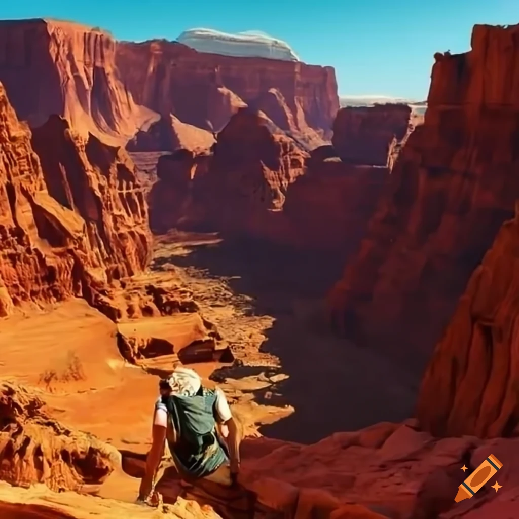 illustration of Ben exploring a desert canyon