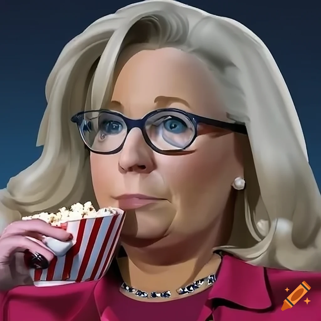 Liz Cheney enjoying popcorn during a movie