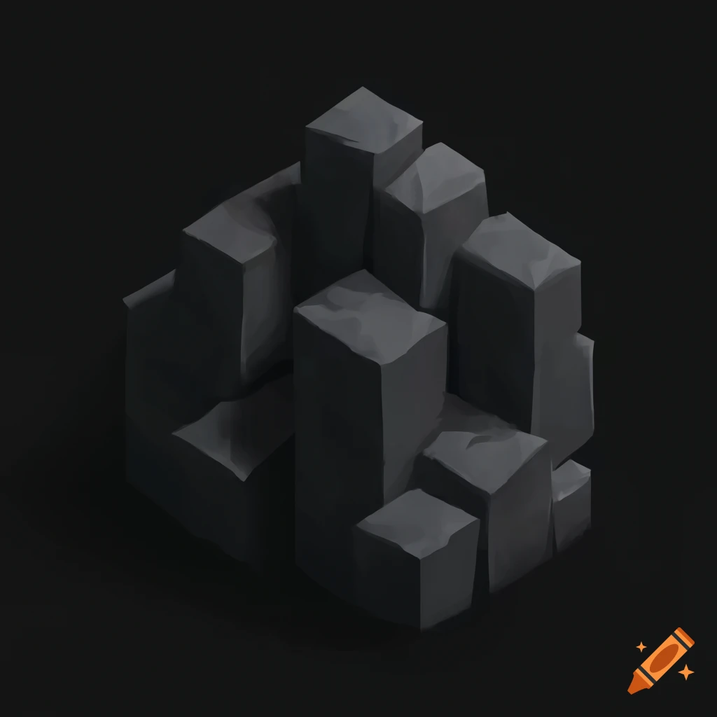 black background with isometric rock tile in a fantasy RPG setting