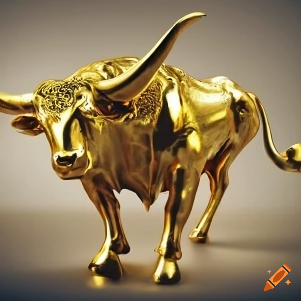 Gold bull sculpture on Craiyon