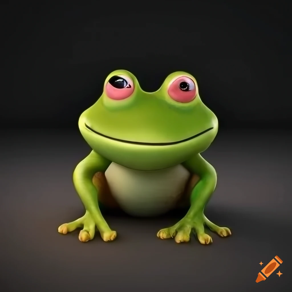 Pixar-style smiling frog artwork