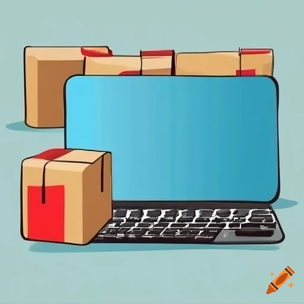 Keyboard next to a package on craiyon