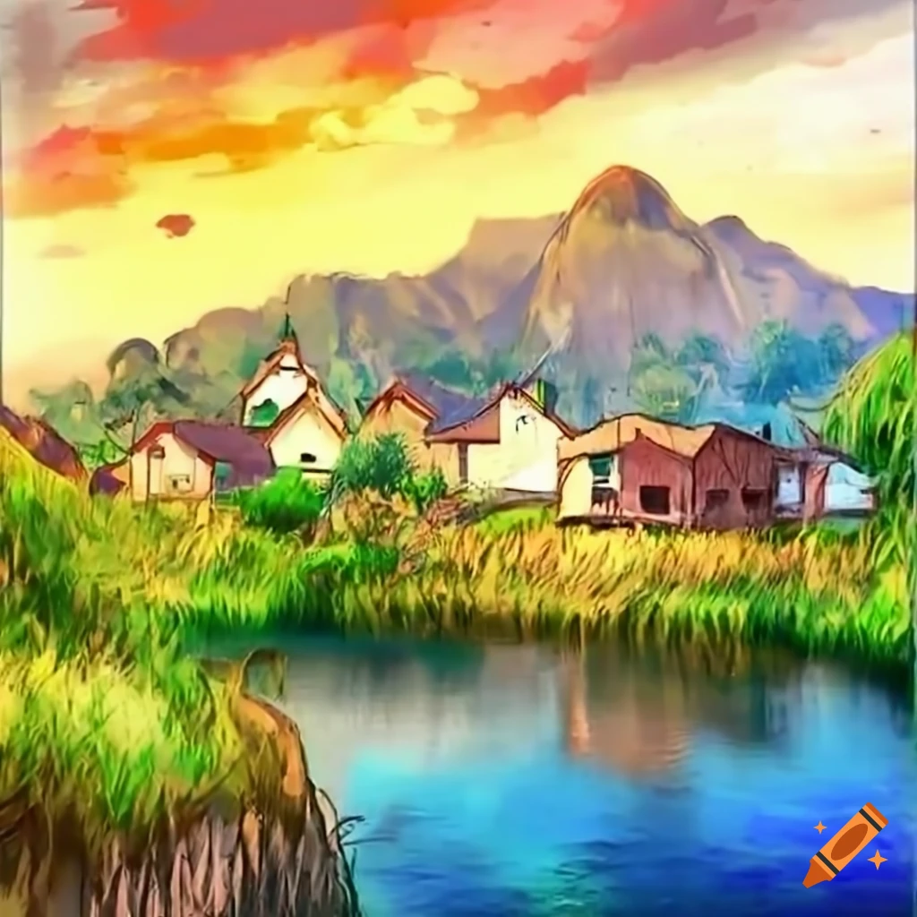 How to draw village fisherman step by step easy/Fisherman scenery drawing  colour - YouTube