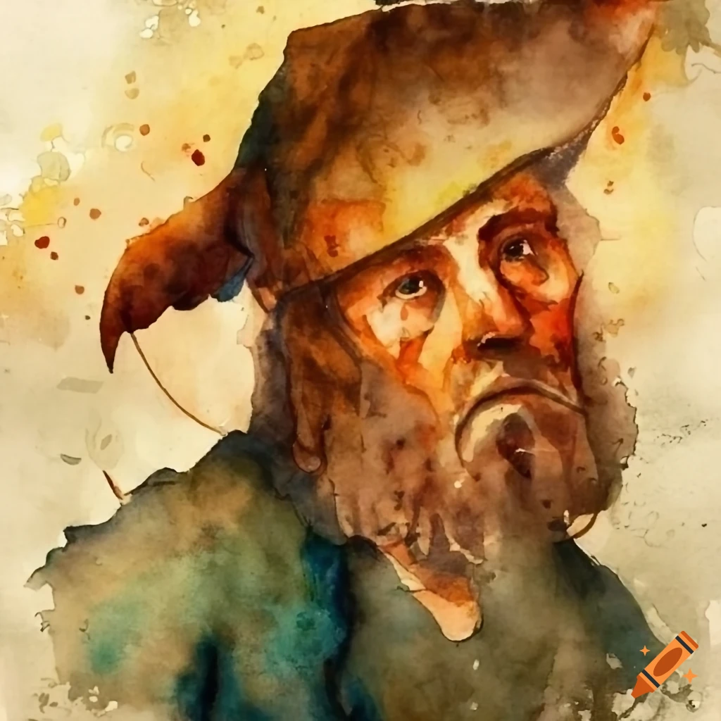 medieval painting of a fisherman
