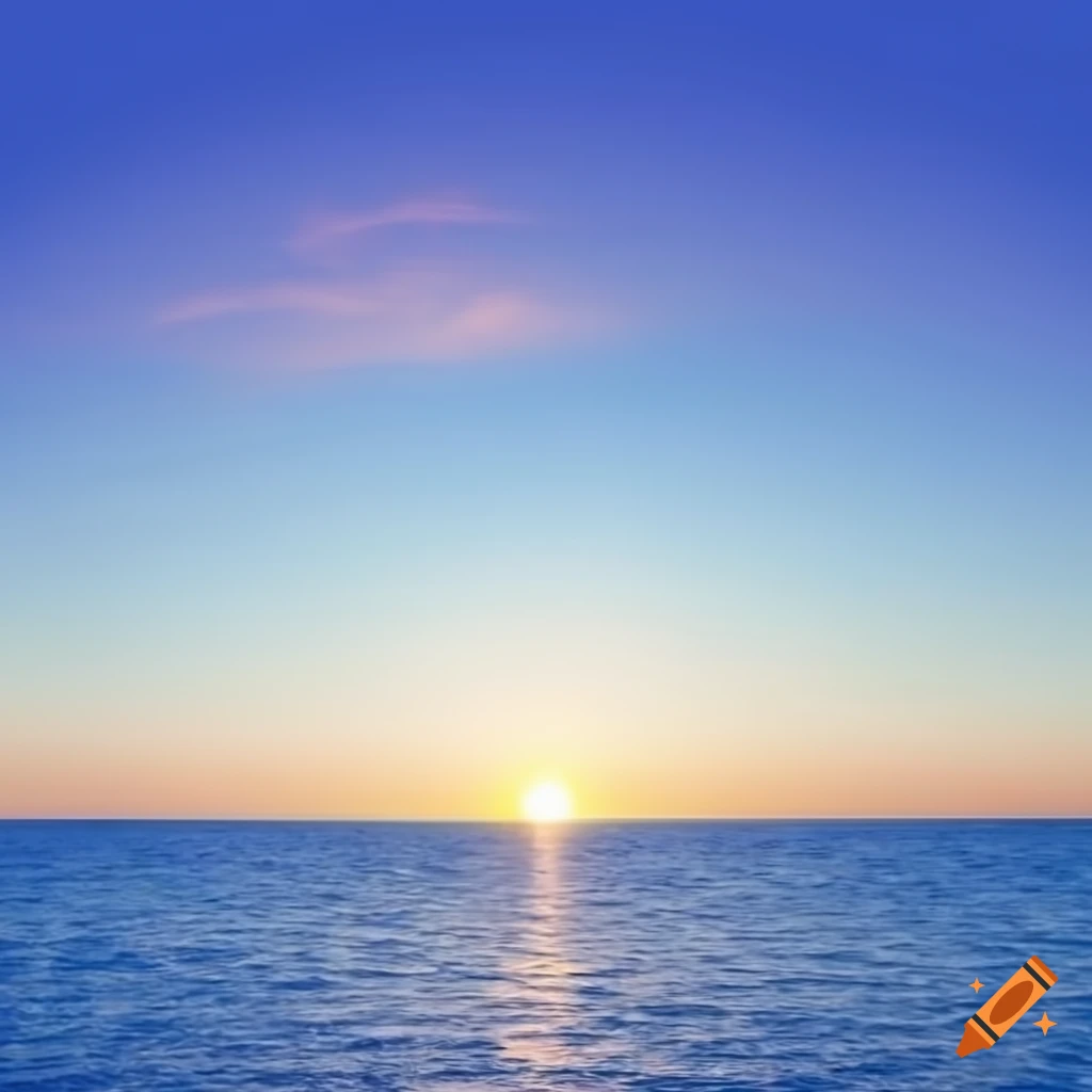 sunrise on the sea with a light blue sky