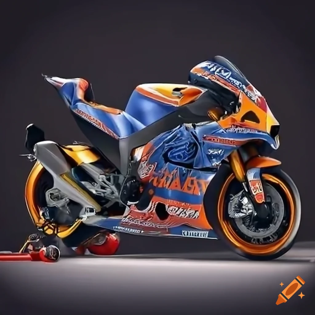 Motogp motorcycles racing on track on Craiyon