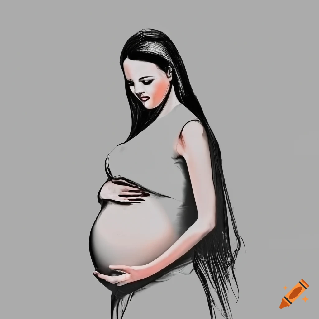 pregnant woman on white background