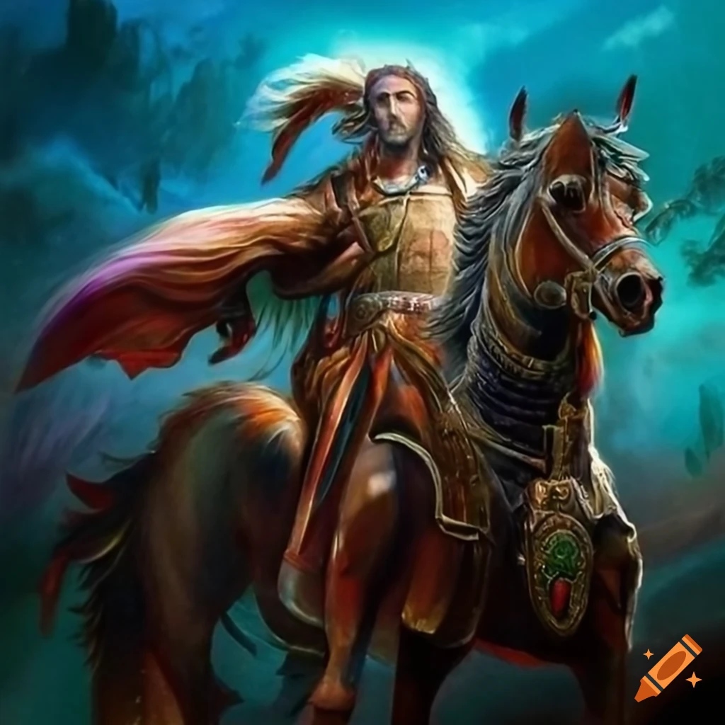 Conquest Drawing Color Digital artwork of the horseman of conquest on Craiyon