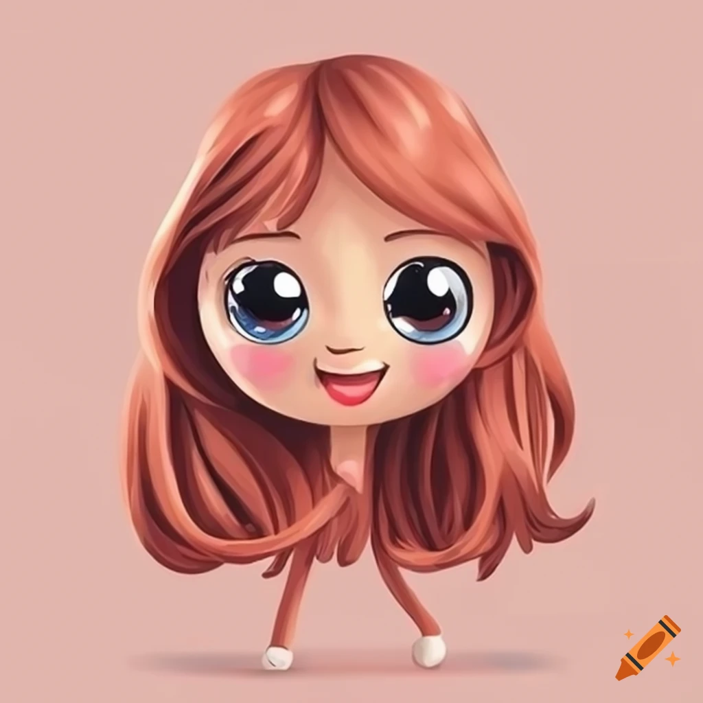 Profile of beautiful cartoon brunette girl with big brown eyes. Side view  of cute valentines girl