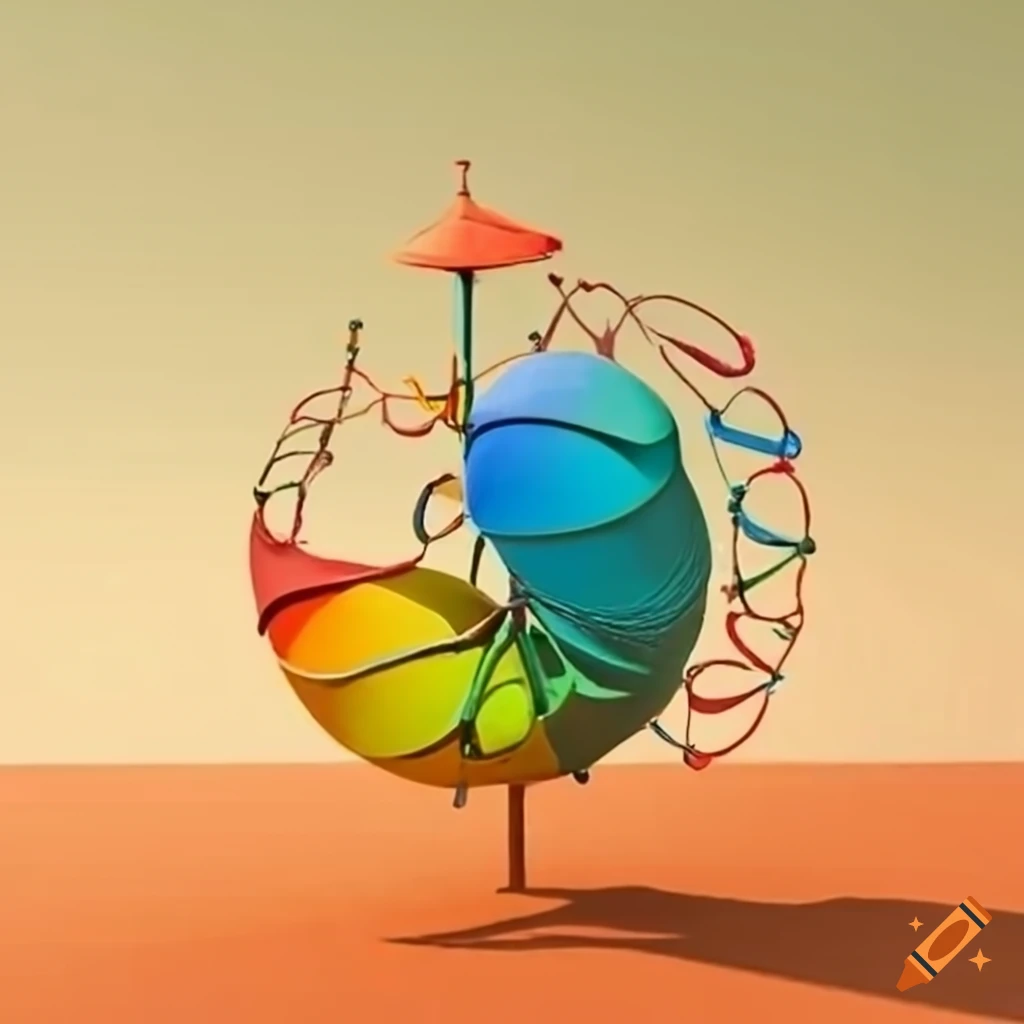 Surreal playground with colorful structures on Craiyon