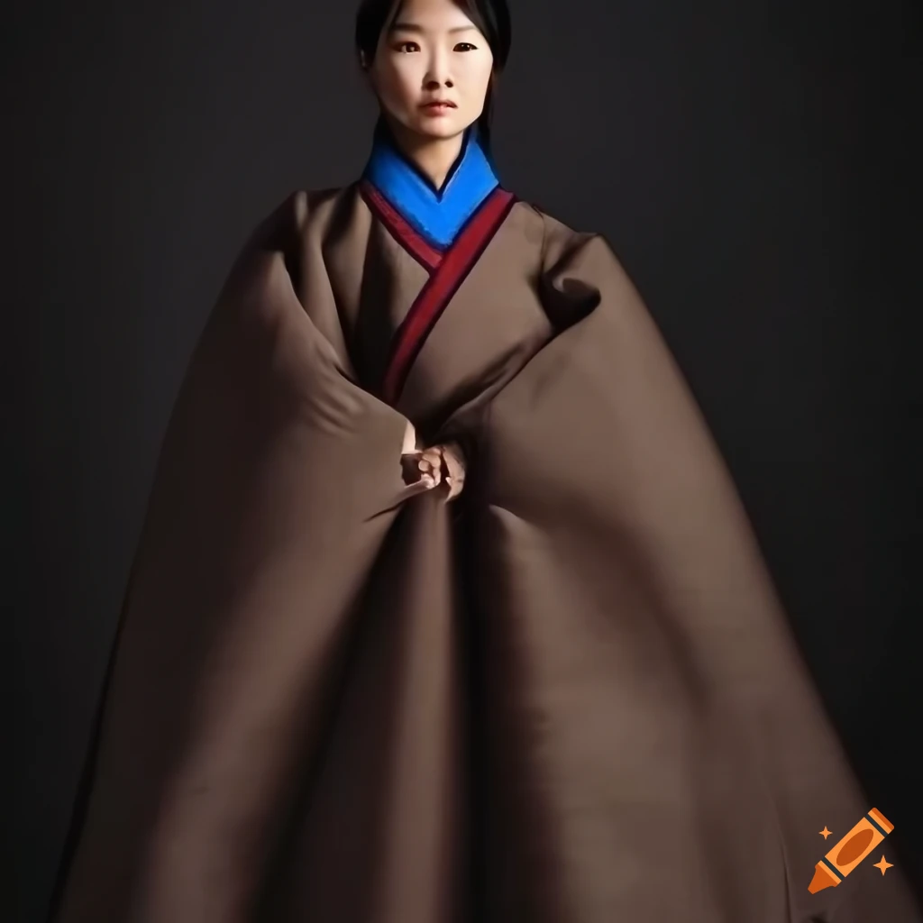 Norwegian imperial consort in hanbok with meori hairstyle on Craiyon