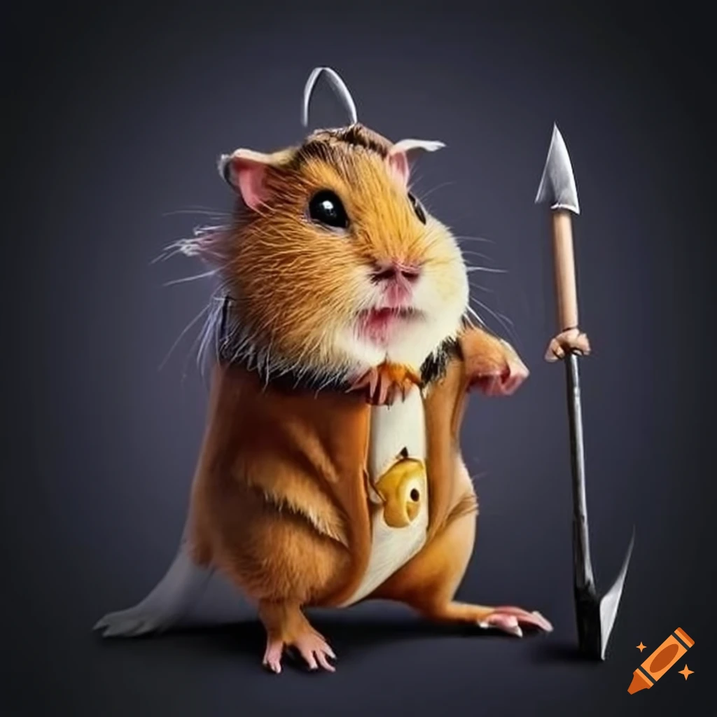 image of a guinea pig villain with a spear