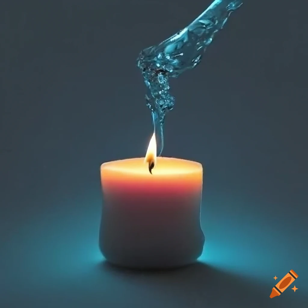 Conceptual image of a candle wick emerging from water