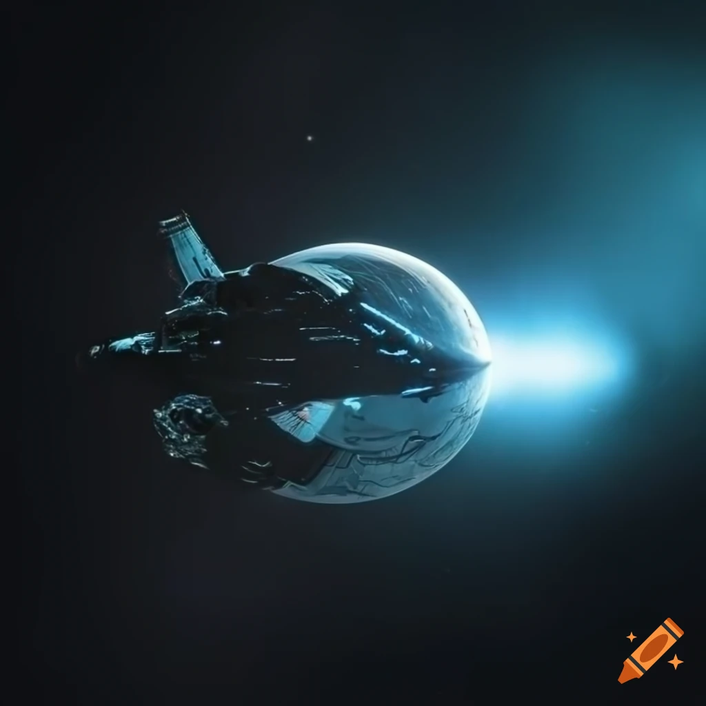 spaceship in dark space with bokeh effect