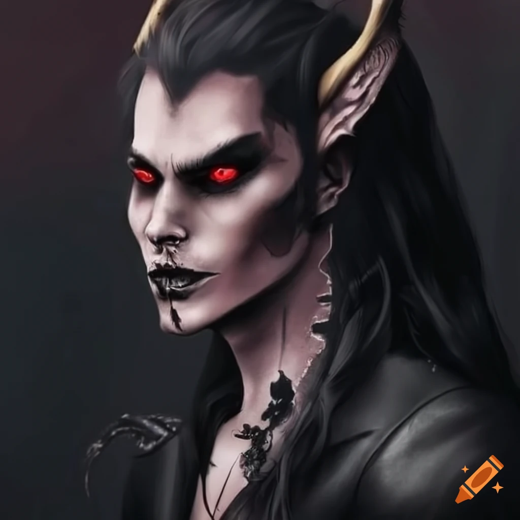 portrait of a mysterious man with black roses and dark magic tattoos