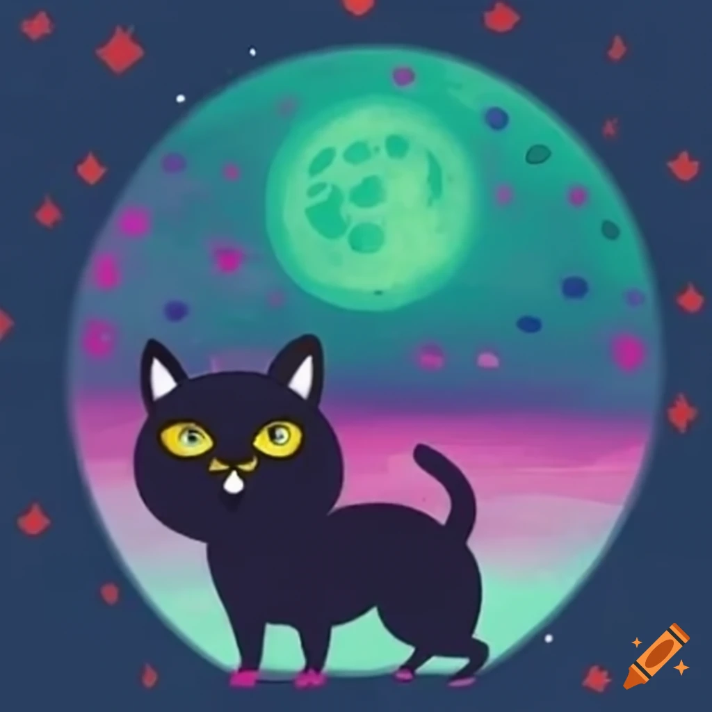Humorous image of a black cat wearing yoga pants on the moon on Craiyon