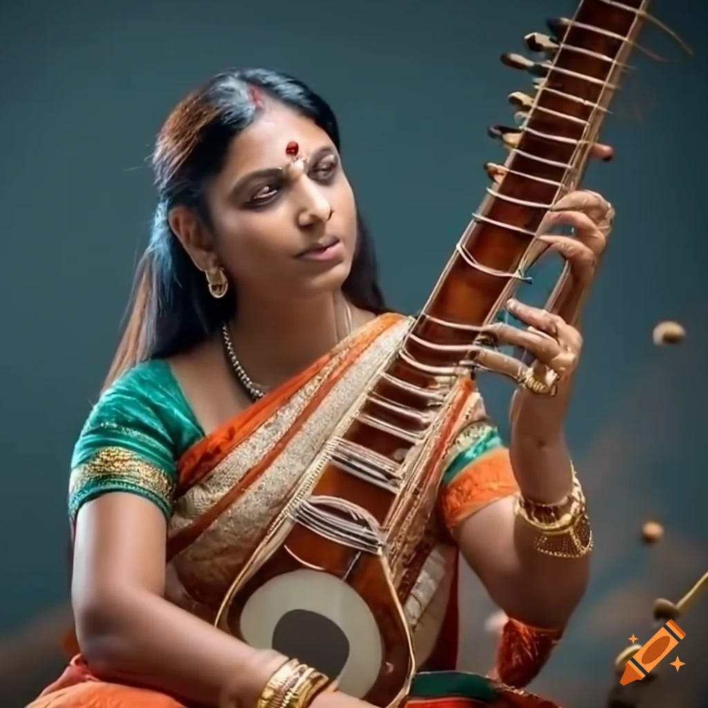 ultra-realistic image of an Indian playing a string instrument