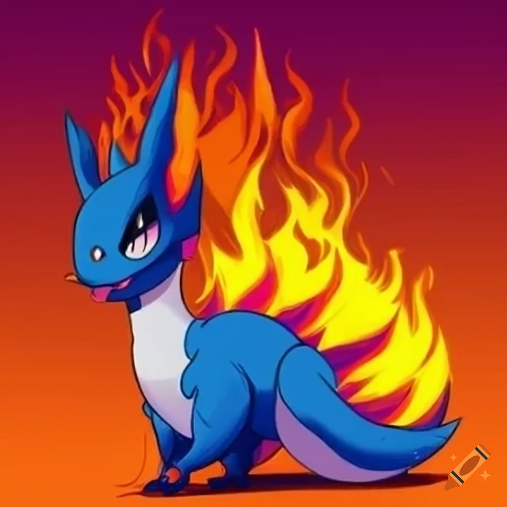 Detailed Illustration Of A Fire And Grass Type Pokémon 