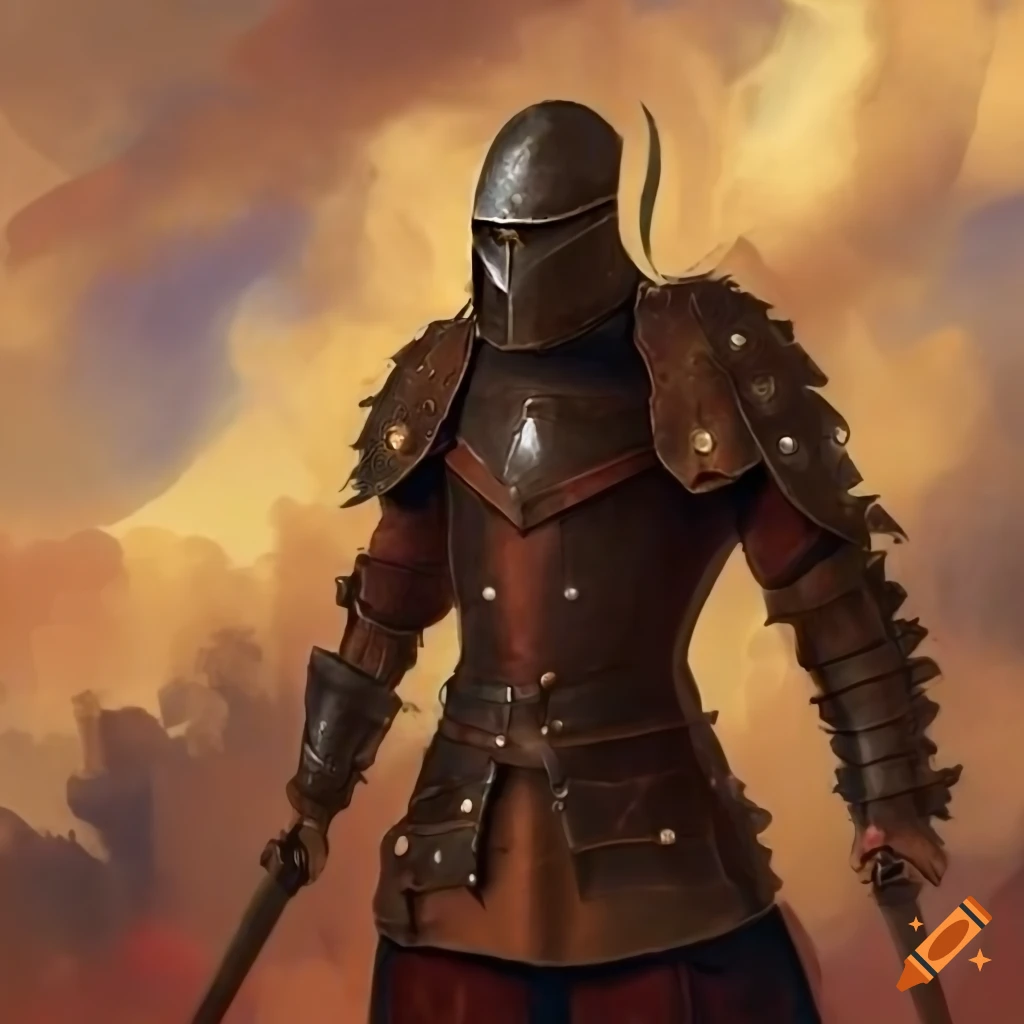 image of a heroic figure in leather armor