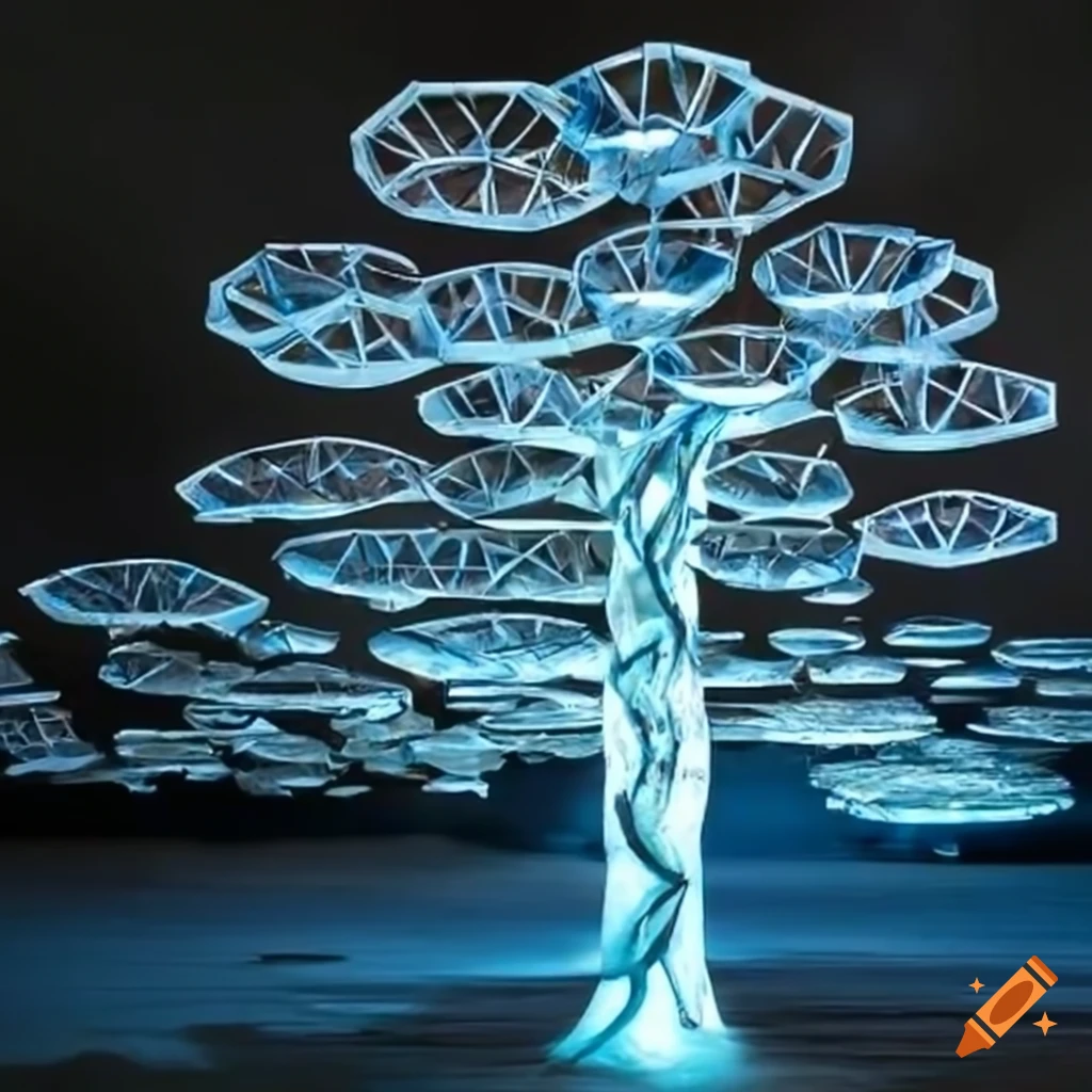 Neon light bonsai tree sculpture on Craiyon