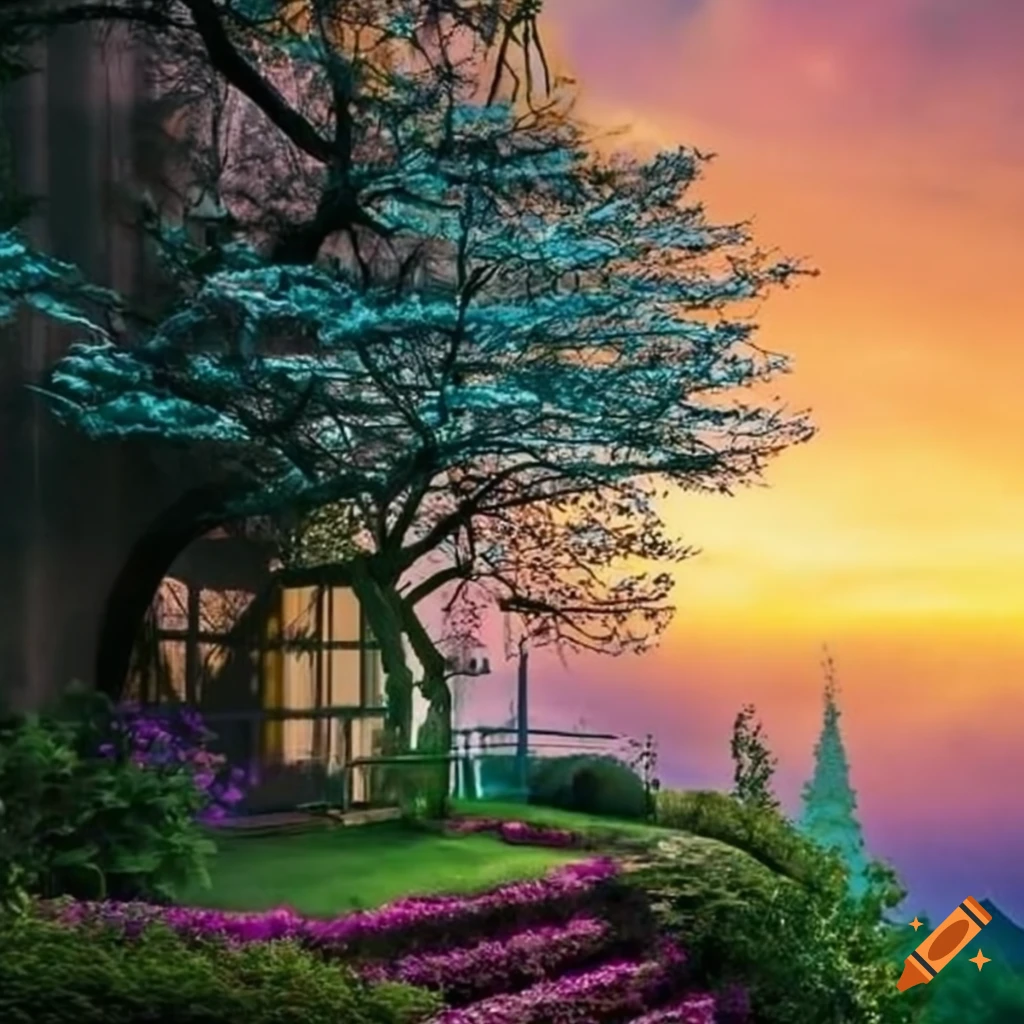 Colorful fantasy landscape :: Magical wonderland scenic purple