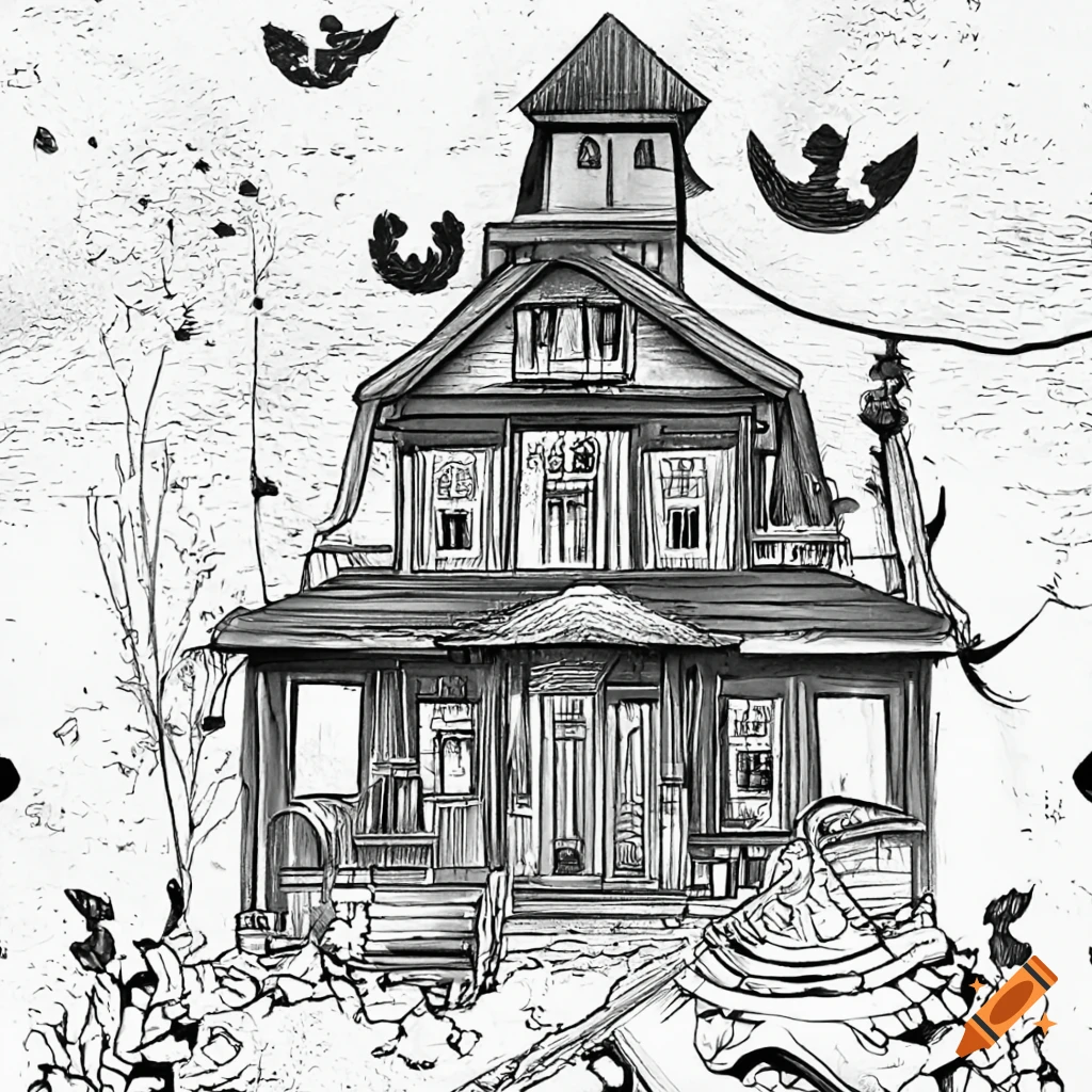 15 haunted house coloring pages + easy craft activities for Halloween fun,  at PrintColorFun.com