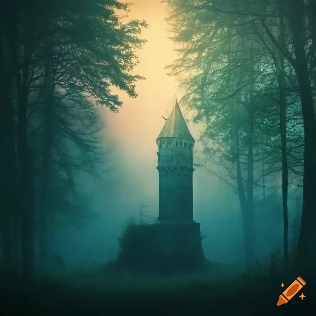 mysterious-castle-tower-in-a-misty-forest