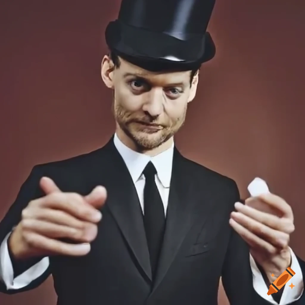 Tobey maguire performing magic tricks on craiyon