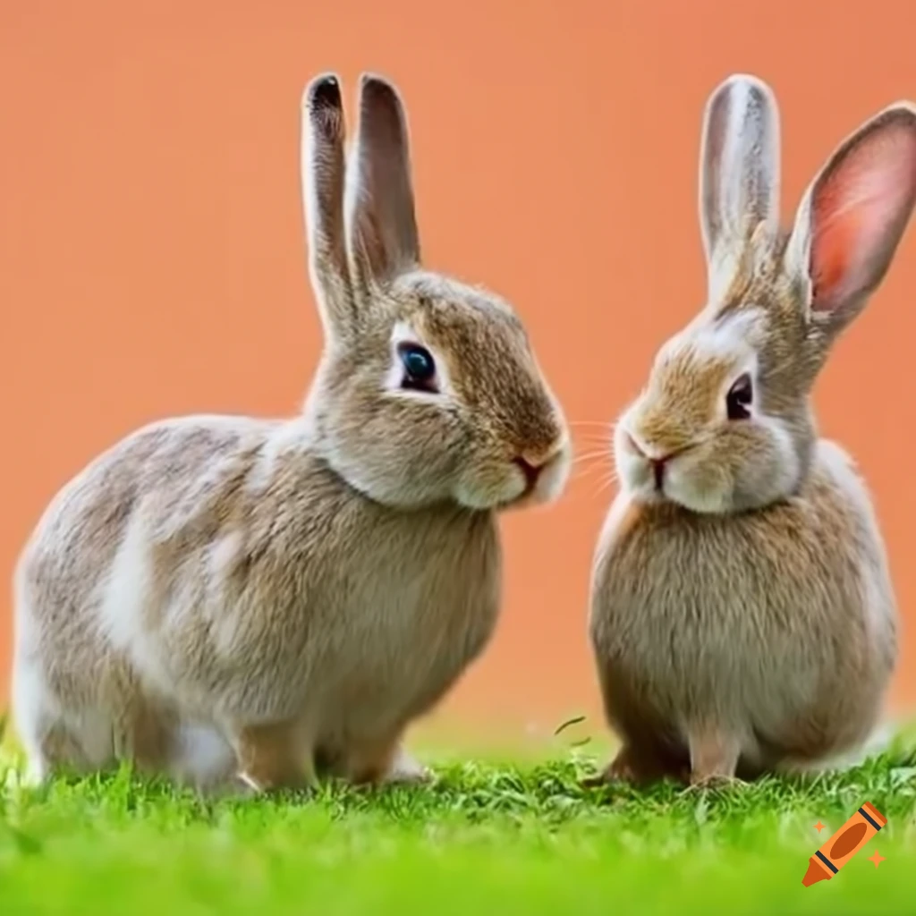 A rabbit family with parents and their cute babies on Craiyon