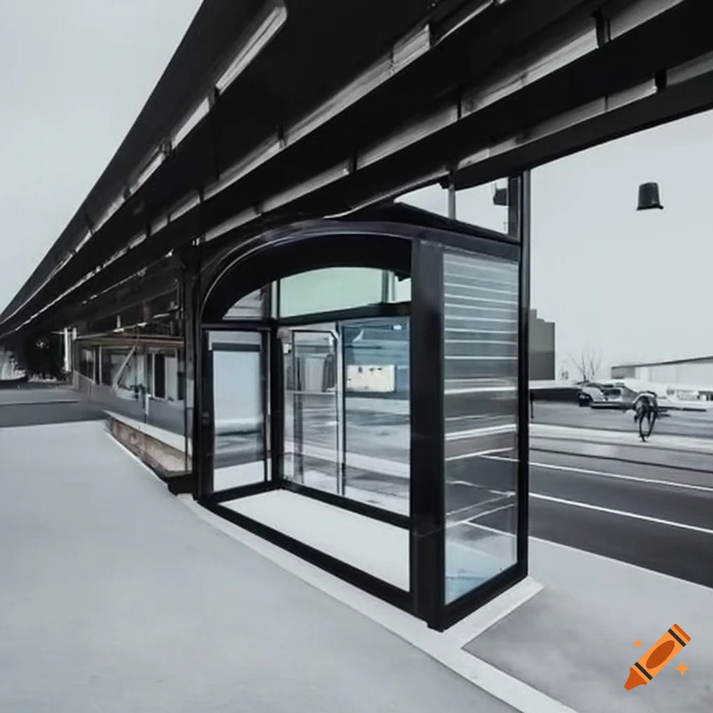 sleek modern bus stop with solar panels