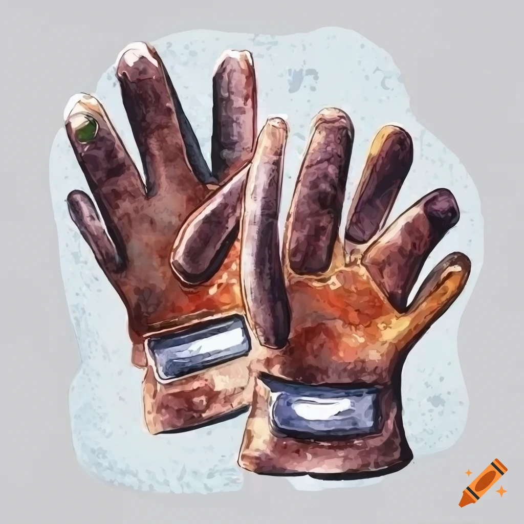 watercolor illustration of welding gloves