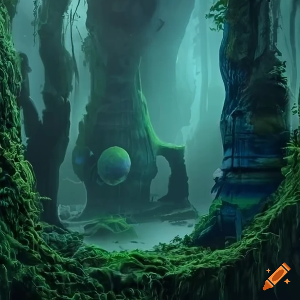 Dark Science Fiction Art Of Overgrown Nature On Craiyon