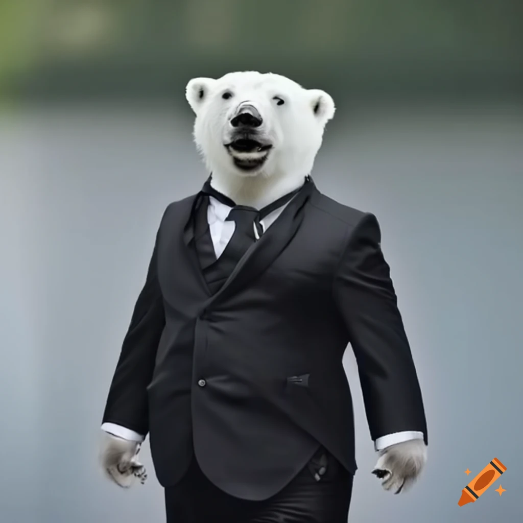 Dapper polar bear in formal attire on Craiyon