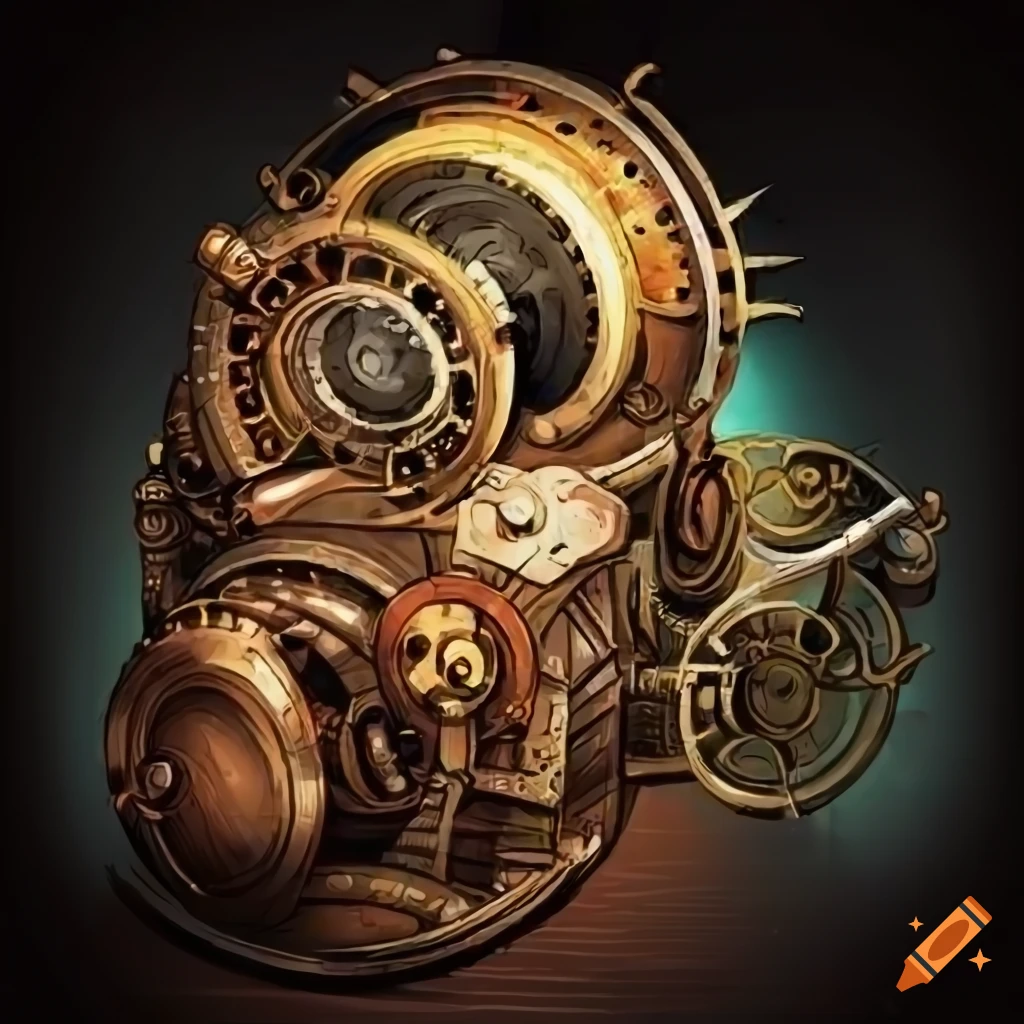 Steampunk gadget illustration on Craiyon