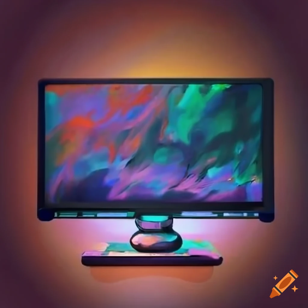 Computer with a painting on the screen on Craiyon