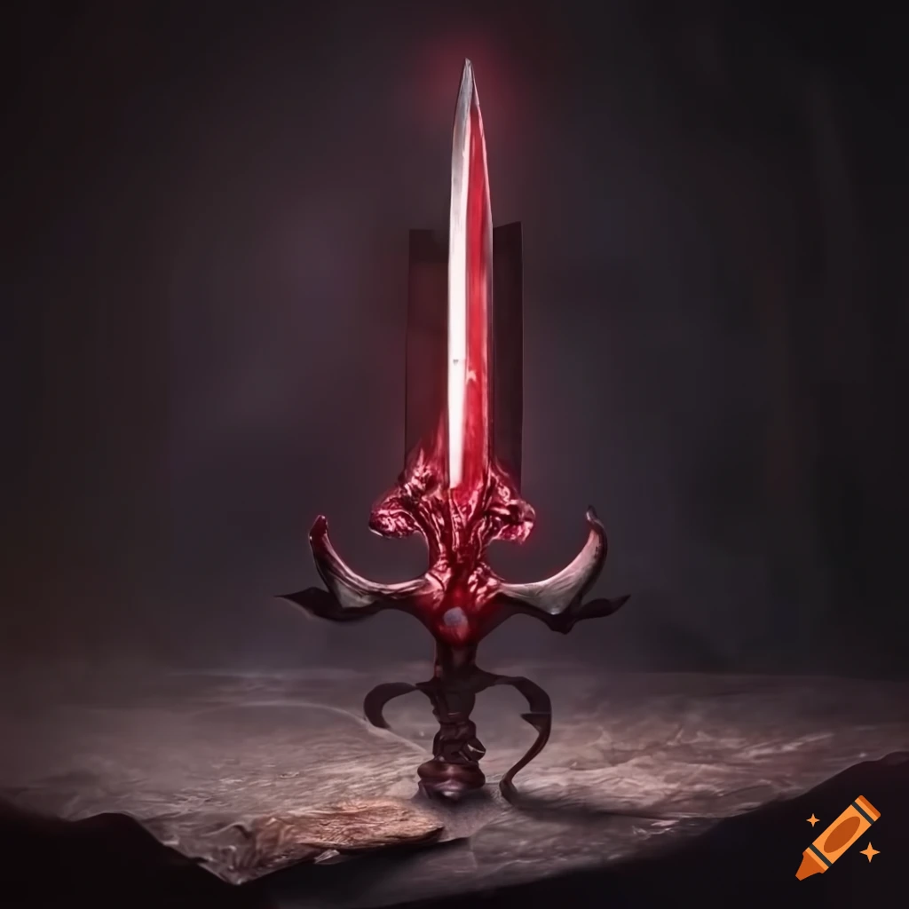 photorealistic depiction of an evil magical sword