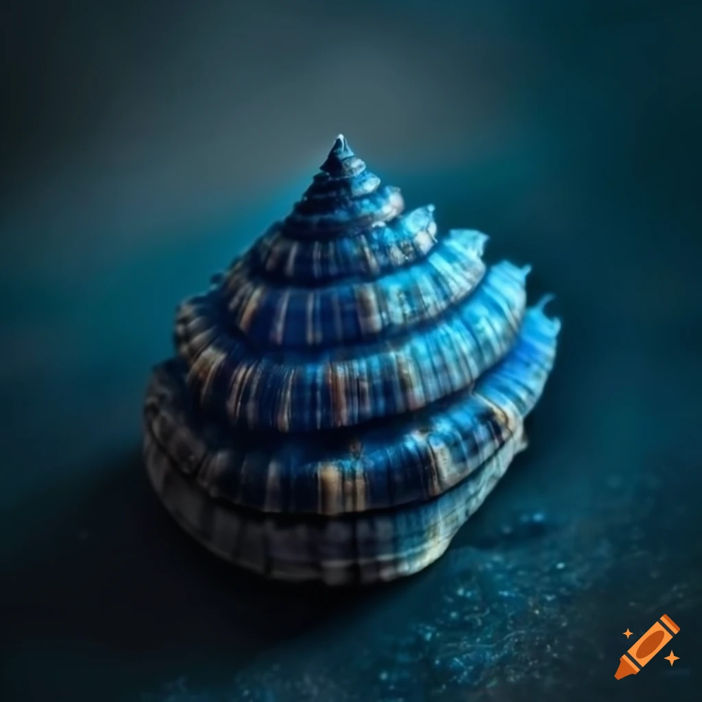 detailed dark blue sea shell castle
