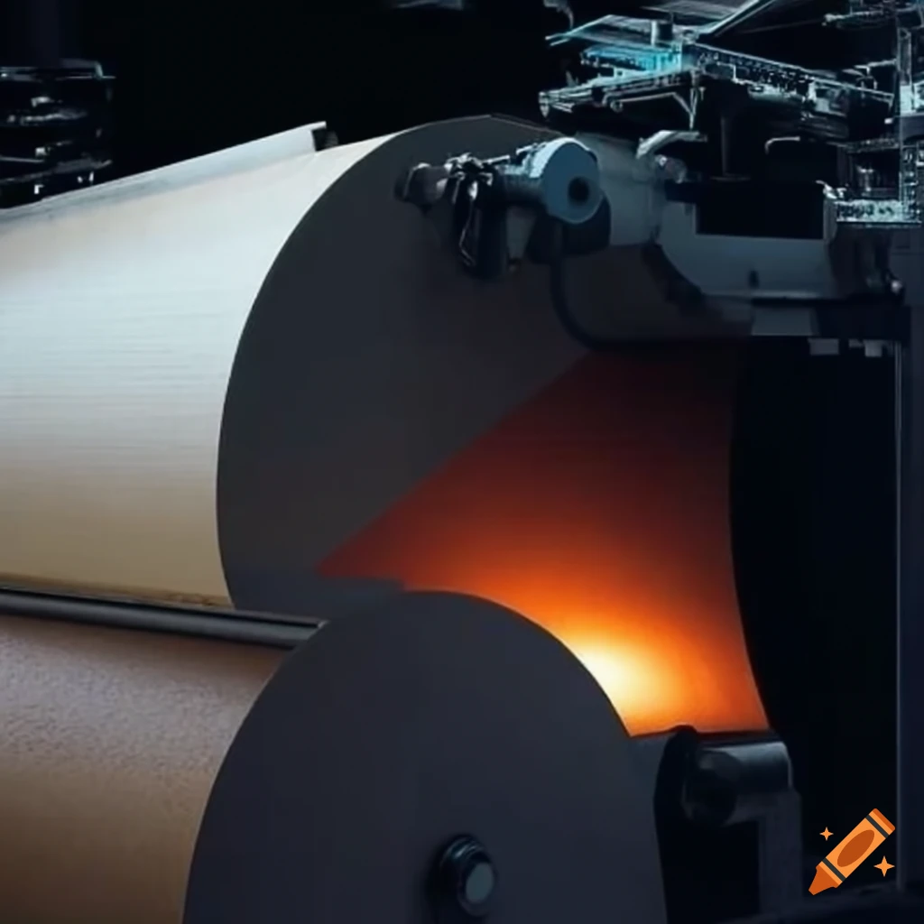 Illustration of energy consumption in a paper machine on Craiyon
