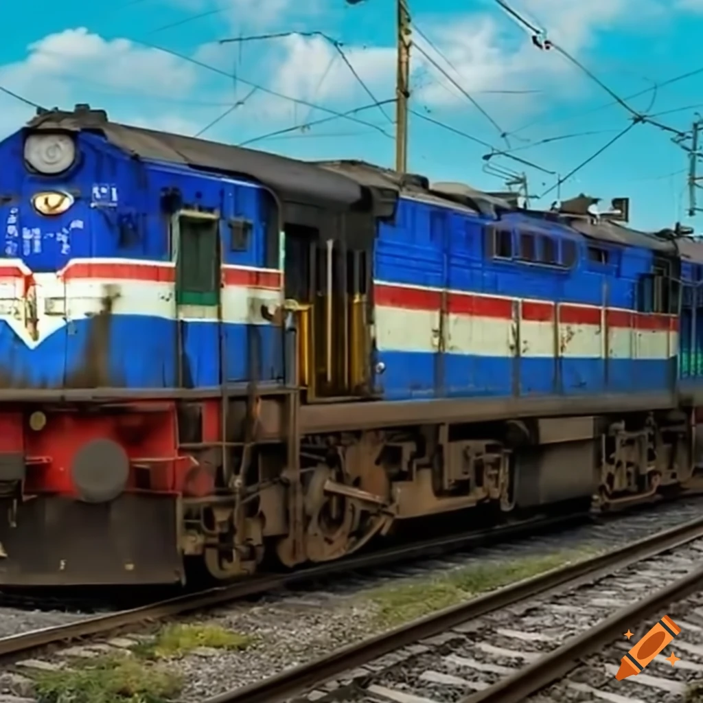 A bullet train being pulled by a wdm2 locomotive on Craiyon