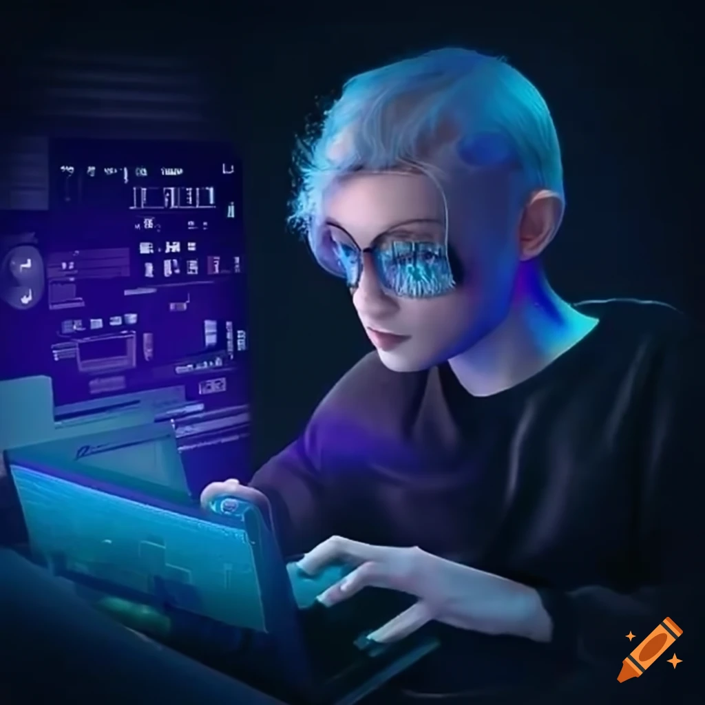 Programmer in front of computer on craiyon