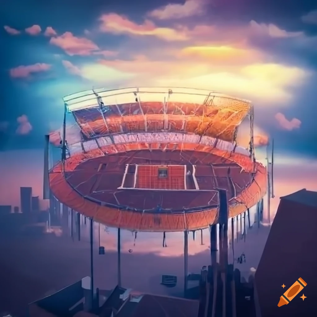 View of a basketball stadium with open roof