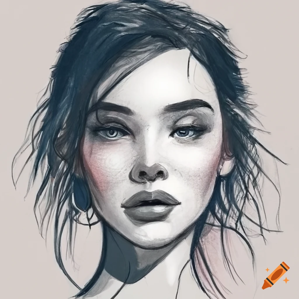 Sketch Of A Female Face On Craiyon