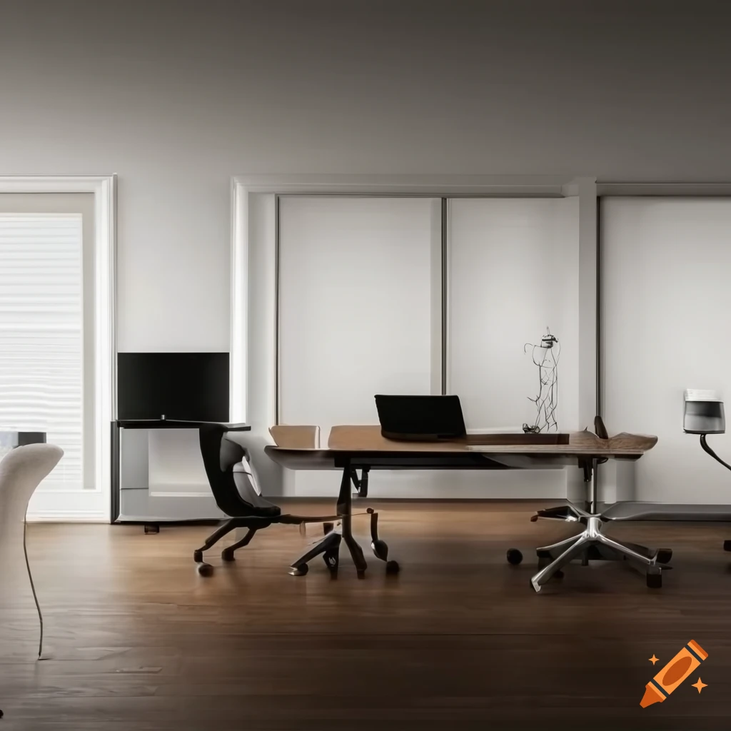 Modern open office space with sofa and table on Craiyon